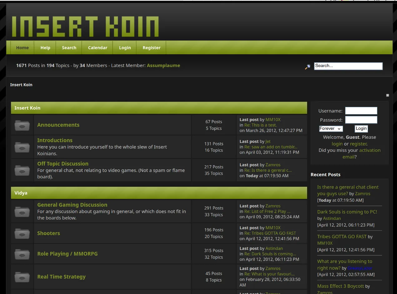 Screenshot of Insert Koin forum