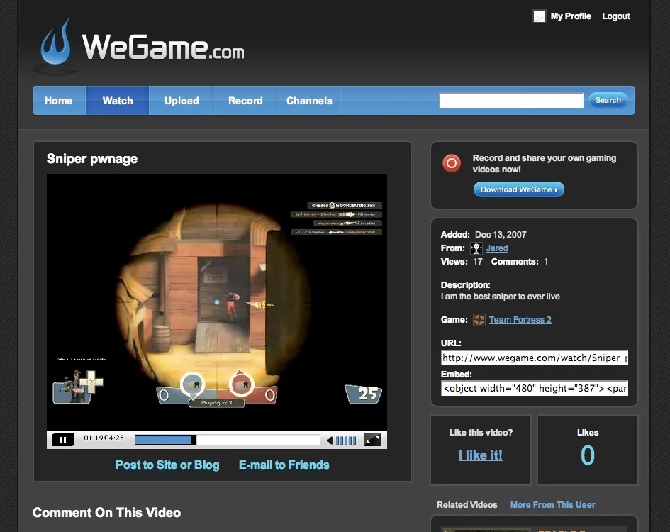 Screenshot of WeGame